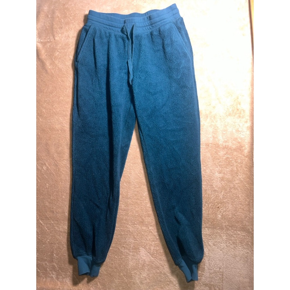 Old Navy Women SM Hunter Green Mid-raise Sherpa Drawstring Pocket Sweatpant (B)
